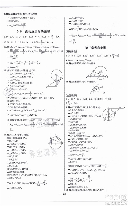 南方出版社2021练出好成绩九年级数学全一册北师大版青岛专版答案 南方出版社2021练出好成绩九年级数学全一册北师大版青岛专版答案
