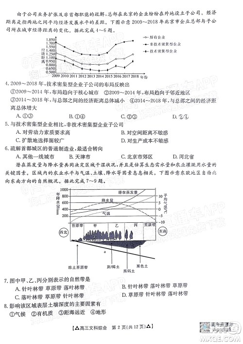 2022届西南四省金太阳12月联考高三文科综合试题及答案