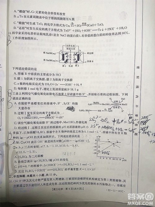 2022届辽宁金太阳12月联考高三化学试题及答案