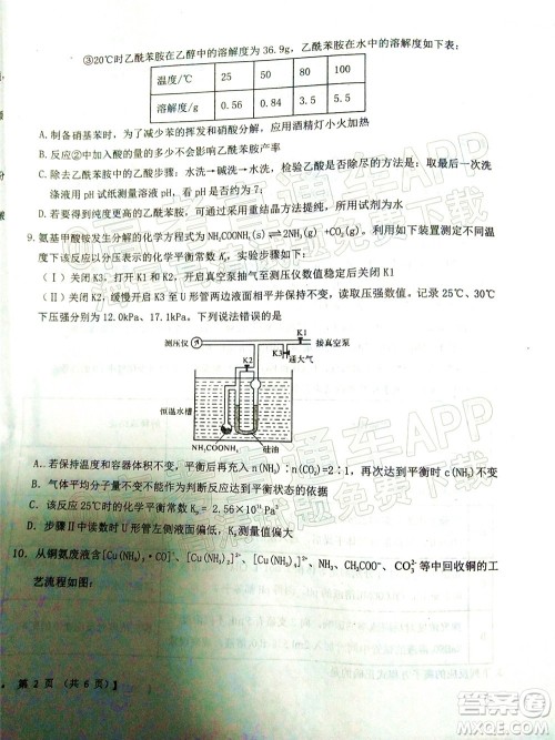 铁岭市六校协作体2021-2022学年度高三四联考试化学试卷及答案 铁岭市六校协作体2021-2022学年度高三四联考试化学试卷及答案