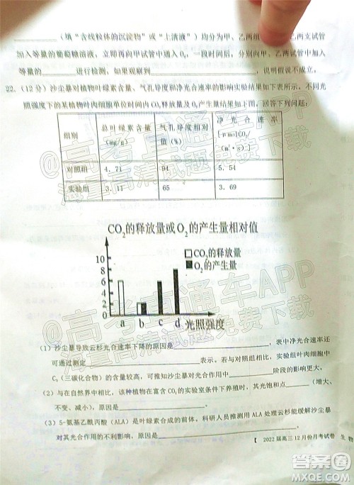 铁岭市六校协作体2021-2022学年度高三四联考试生物试卷及答案 铁岭市六校协作体2021-2022学年度高三四联考试生物试卷及答案