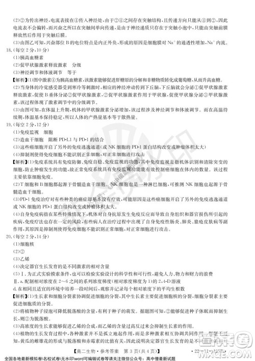 2021年湖南金太阳12月联考高二生物试题及答案