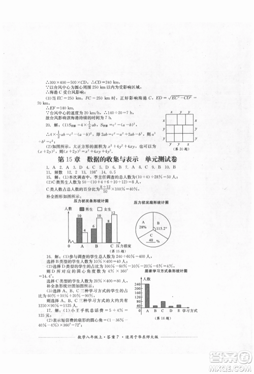四川教育出版社2021初中单元测试八年级数学上册华师大版参考答案 四川教育出版社2021初中单元测试八年级数学上册华师大版参考答案
