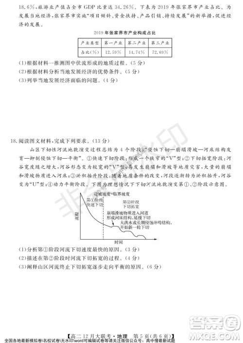 天壹名校联盟2021年下学期高二12月联考地理试题及答案