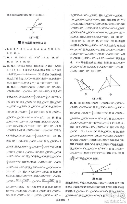 江苏凤凰美术出版社2021抢先起跑大试卷八年级数学上册新课标江苏版答案