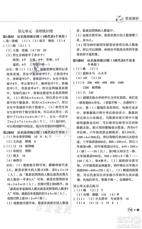 龙门书局2021黄冈小状元练重点培优同步练习四年级数学上册R人教版答案