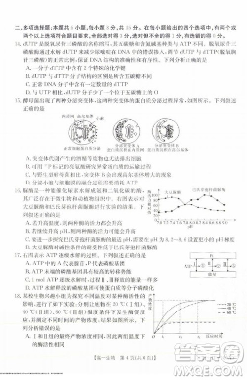 2021年河北金太阳高一12月联考生物试题及答案 2021年河北金太阳高一12月联考生物试题及答案