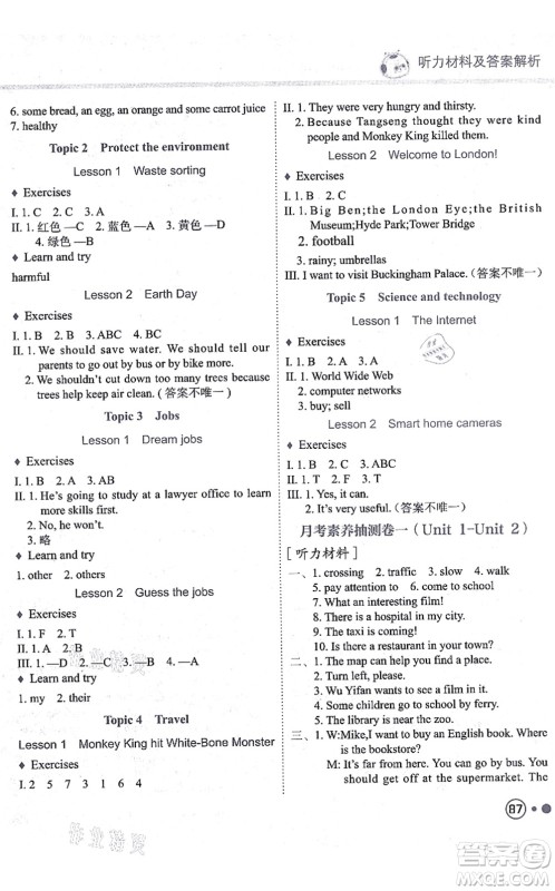 龙门书局2021黄冈小状元练重点培优同步练习六年级英语上册RP人教版答案 龙门书局2021黄冈小状元练重点培优同步练习六年级英语上册RP人教版答案