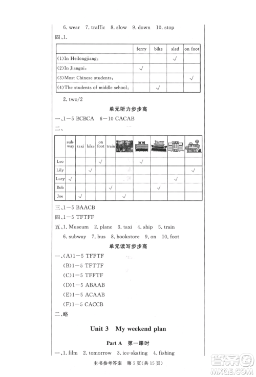 西安出版社2021状元坊全程突破导练测六年级英语上册人教版佛山专版参考答案