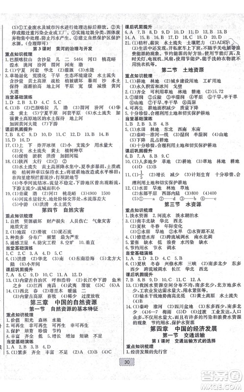 辽宁少年儿童出版社2021练重点八年级地理上册RJ人教版河南专版答案 辽宁少年儿童出版社2021练重点八年级地理上册RJ人教版河南专版答案