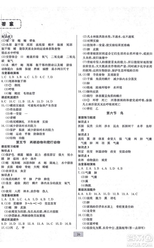 辽宁少年儿童出版社2021练重点八年级生物上册RJ人教版河南专版答案 辽宁少年儿童出版社2021练重点八年级生物上册RJ人教版河南专版答案