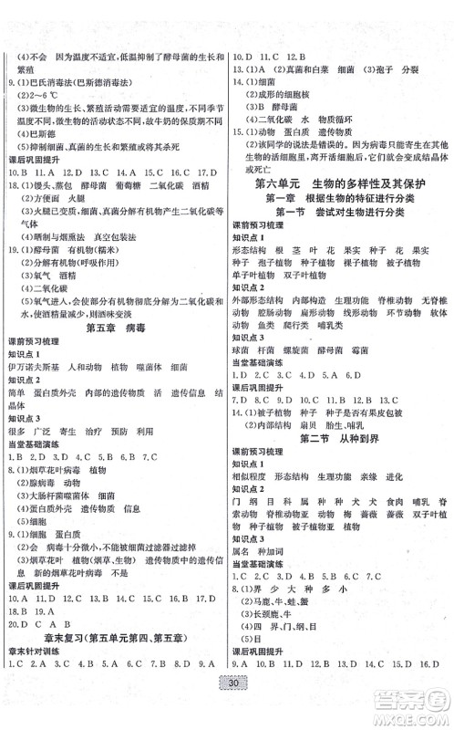 辽宁少年儿童出版社2021练重点八年级生物上册RJ人教版河南专版答案 辽宁少年儿童出版社2021练重点八年级生物上册RJ人教版河南专版答案