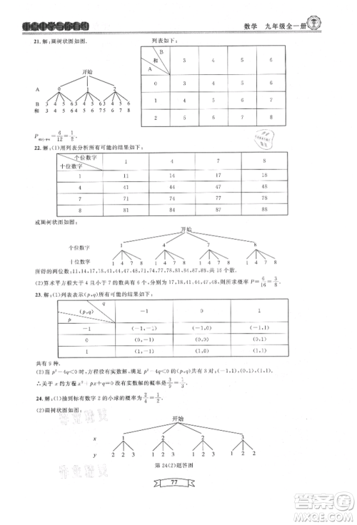天津科学技术出版社2021重点中学与你有约九年级数学浙教版参考答案 天津科学技术出版社2021重点中学与你有约九年级数学浙教版参考答案