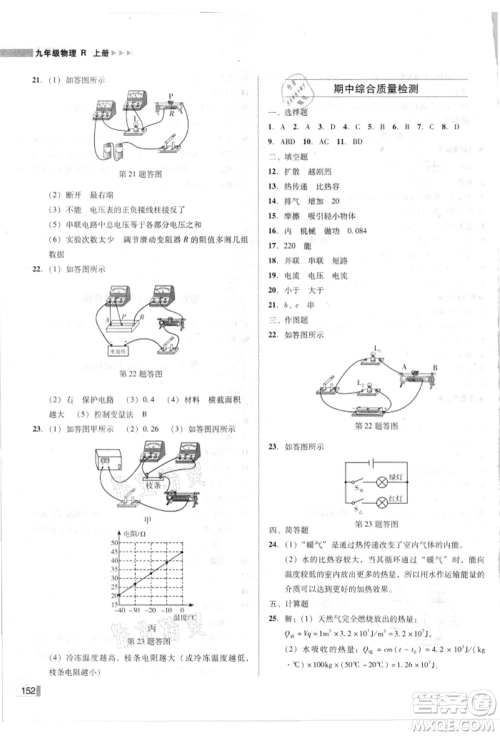 北方妇女儿童出版社2021胜券在握辽宁作业分层培优学案九年级物理上册人教版参考答案