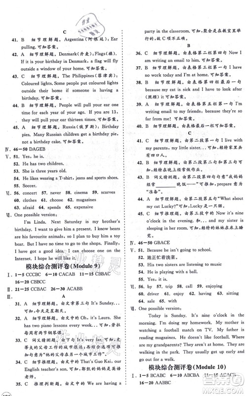 海南出版社2021新课程同步练习册七年级英语上册外研版答案 海南出版社2021新课程同步练习册七年级英语上册外研版答案