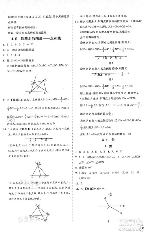 海南出版社2021新课程同步练习册七年级数学上册华东师大版答案