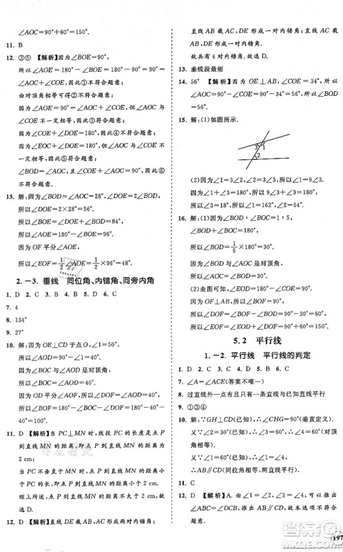 海南出版社2021新课程同步练习册七年级数学上册华东师大版答案