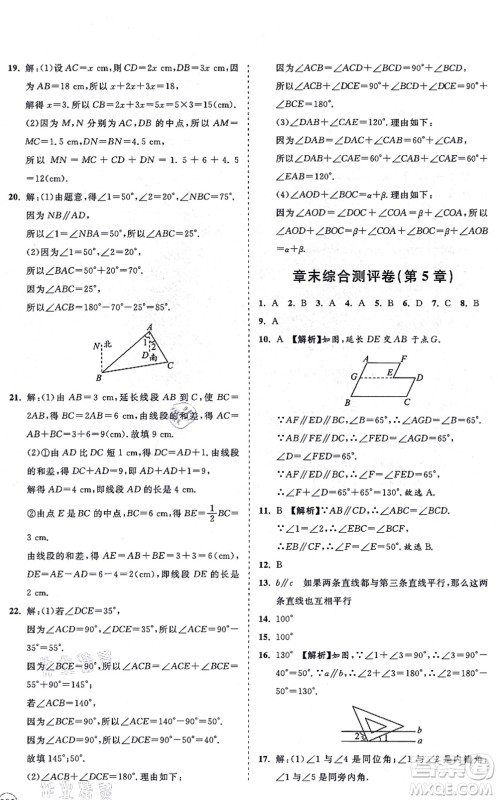 海南出版社2021新课程同步练习册七年级数学上册华东师大版答案