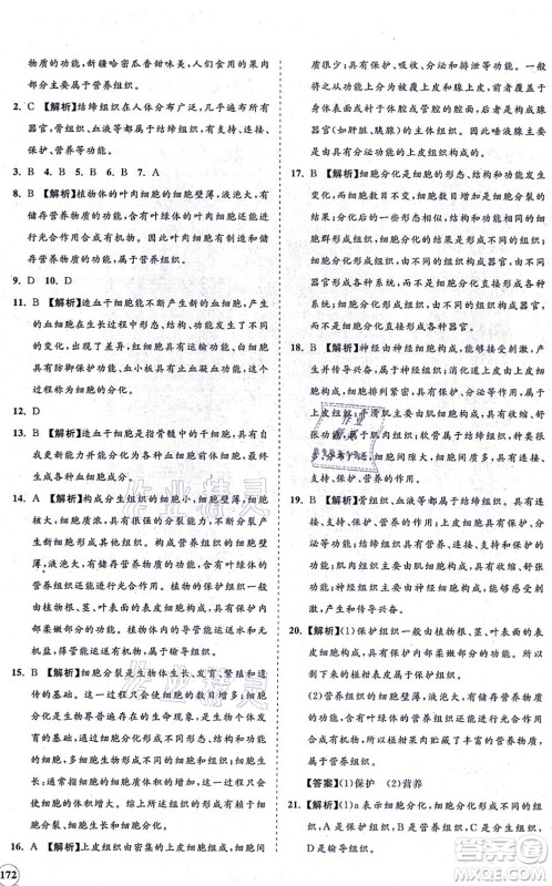 海南出版社2021新课程同步练习册七年级生物上册北师大版答案