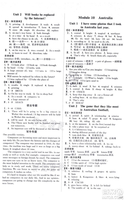 海南出版社2021新课程同步练习册九年级英语上册外研版答案 海南出版社2021新课程同步练习册九年级英语上册外研版答案