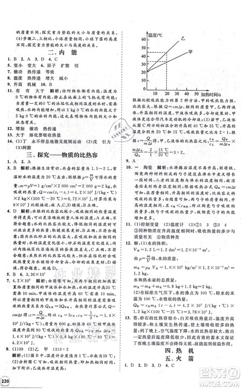 海南出版社2021新课程同步练习册九年级物理全一册北师大版答案