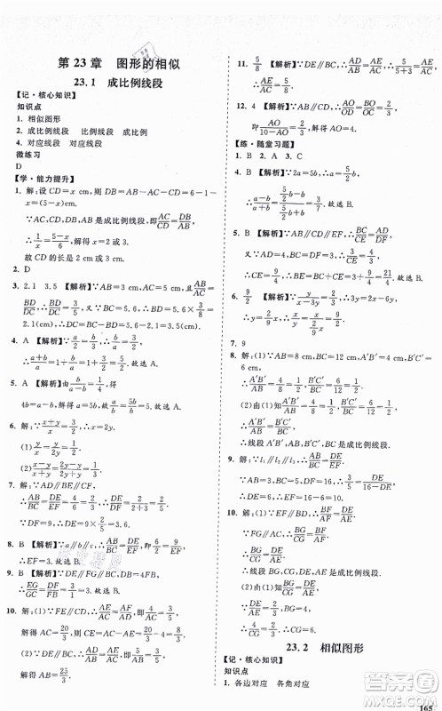 海南出版社2021新课程同步练习册九年级数学上册华东师大版答案