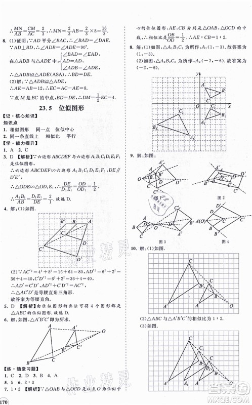 海南出版社2021新课程同步练习册九年级数学上册华东师大版答案