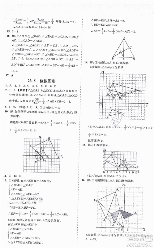 海南出版社2021新课程同步练习册九年级数学上册华东师大版答案