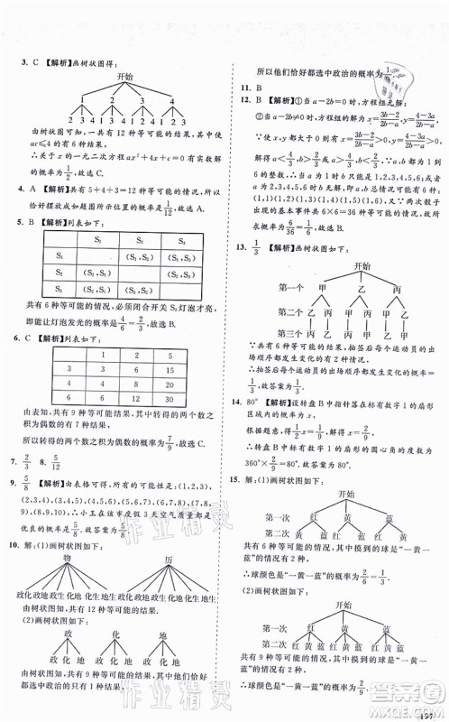 海南出版社2021新课程同步练习册九年级数学上册华东师大版答案