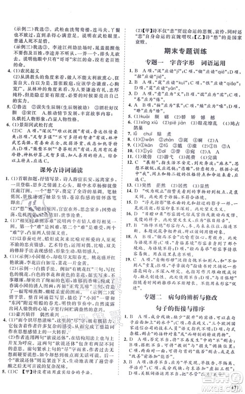 海南出版社2021新课程同步练习册九年级语文上册人教版答案