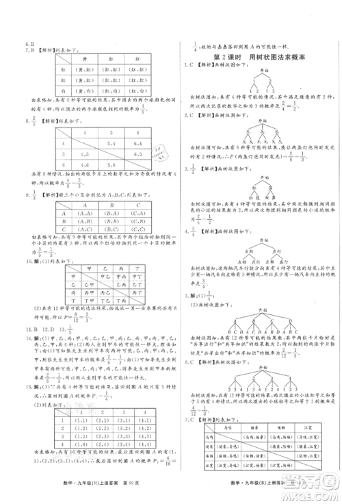 东方出版社2021赢在新课堂九年级数学上册人教版江西专版参考答案