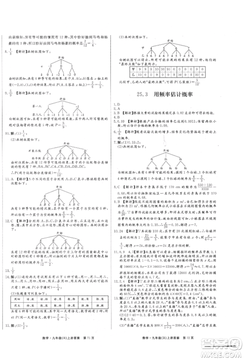 东方出版社2021赢在新课堂九年级数学上册人教版江西专版参考答案