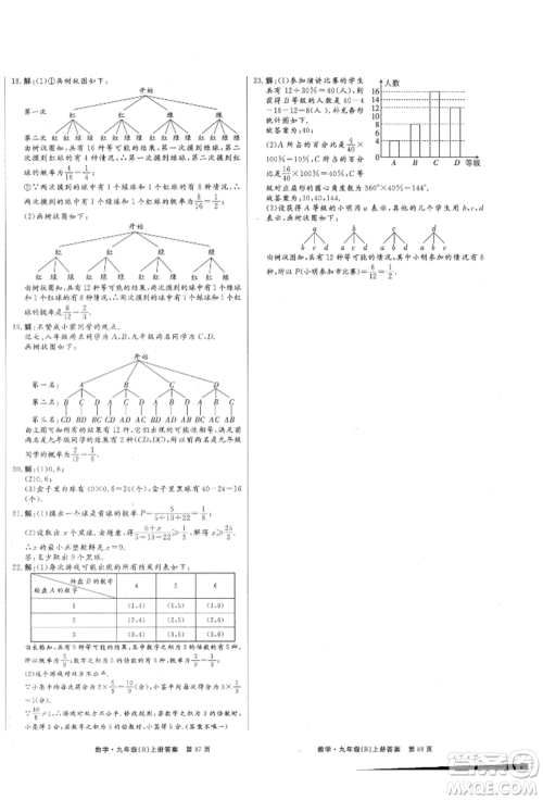 东方出版社2021赢在新课堂九年级数学上册人教版江西专版参考答案