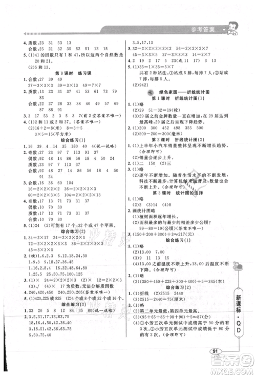 山东画报出版社2021应用题天天练五年级数学上册青岛版参考答案