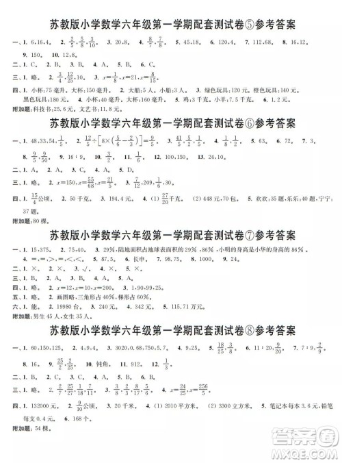 2021年时代学习报数学周刊苏教版六年级第一学期配套试卷答案