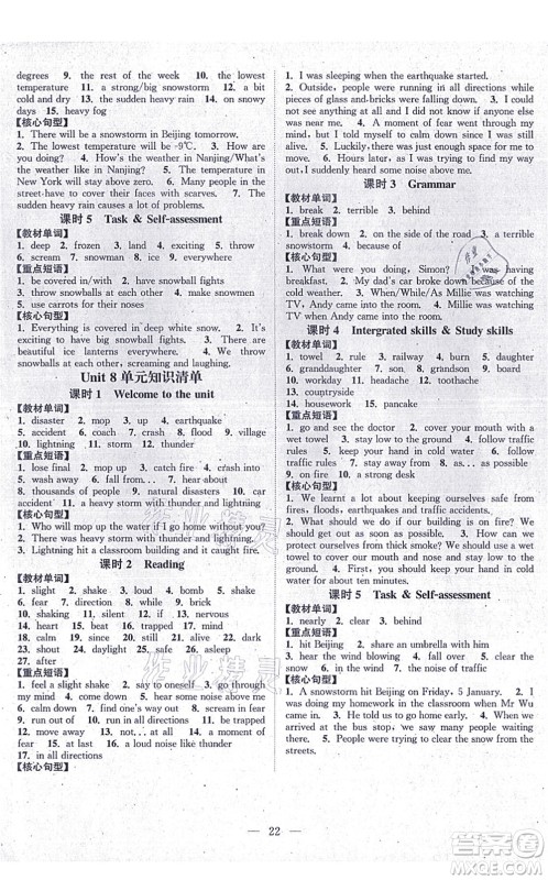 江苏人民出版社2021创新课时作业本八年级英语上册译林版答案