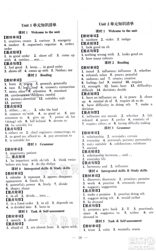 江苏人民出版社2021创新课时作业本九年级英语上册译林版连云港专版答案 江苏人民出版社2021创新课时作业本九年级英语上册译林版连云港专版答案