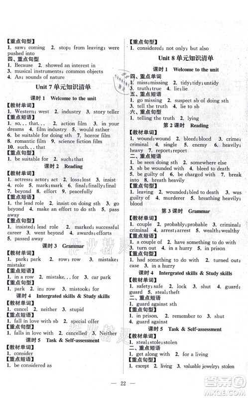 江苏人民出版社2021创新课时作业本九年级英语上册译林版连云港专版答案 江苏人民出版社2021创新课时作业本九年级英语上册译林版连云港专版答案