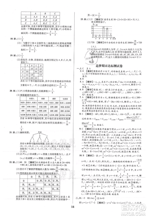 天津科学技术出版社2021追梦之旅铺路卷九年级数学人教版河南专版参考答案