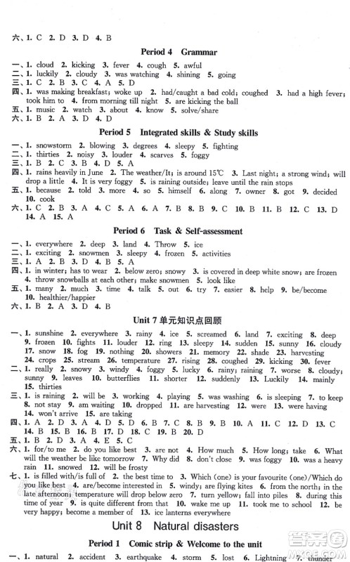 江苏凤凰美术出版社2021创新课时作业八年级英语上册新课标江苏版答案