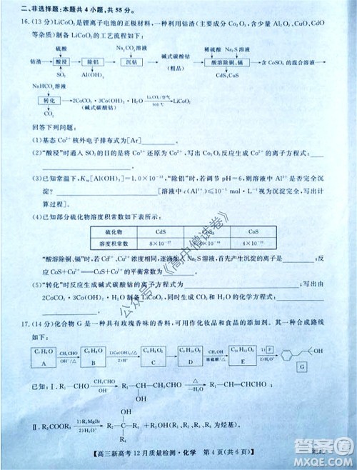 2022届九师联盟高三新高考12月质量检测湖北卷化学试题及答案 2022届九师联盟高三新高考12月质量检测湖北卷化学试题及答案