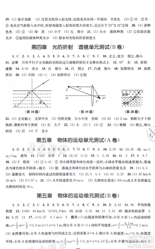 江苏凤凰美术出版社2021创新课时作业八年级物理上册新课标江苏版答案 江苏凤凰美术出版社2021创新课时作业八年级物理上册新课标江苏版答案