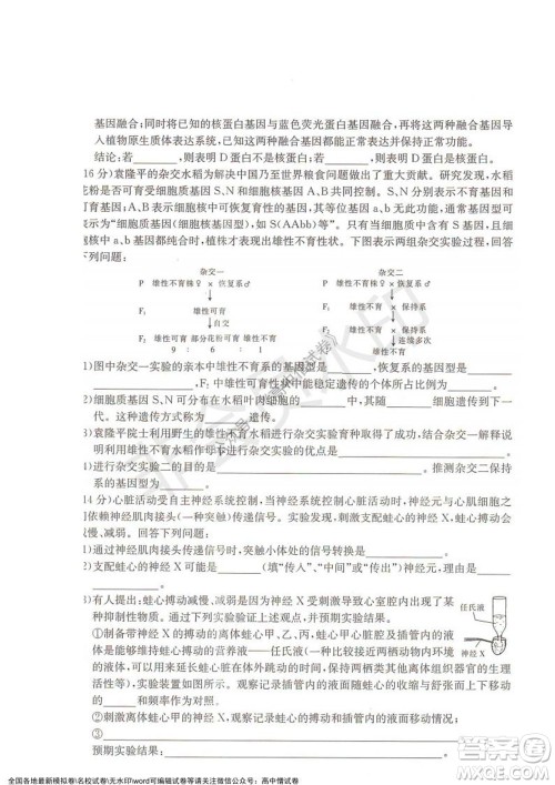 2022届湖北金太阳高三12月联考生物试题及答案