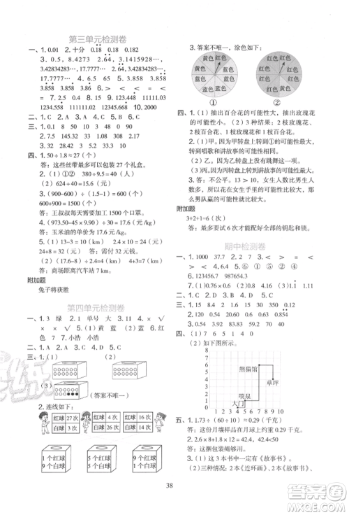浙江教育出版社2021新东方优学练五年级数学上册人教版参考答案 浙江教育出版社2021新东方优学练五年级数学上册人教版参考答案