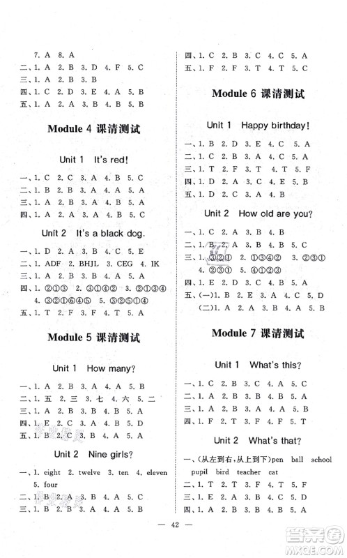 山东友谊出版社2021小学同步练习册提优测试卷三年级英语上册WY外研版答案