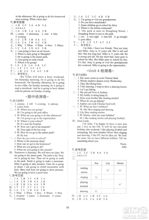 浙江教育出版社2021新东方优学练六年级英语上册人教版参考答案 浙江教育出版社2021新东方优学练六年级英语上册人教版参考答案