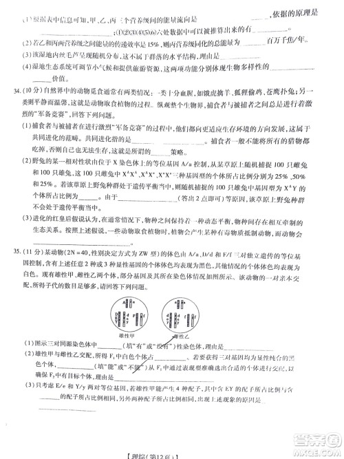 智慧上进2021-2022学年高三总复习阶段性检测考试理科综合试题及答案