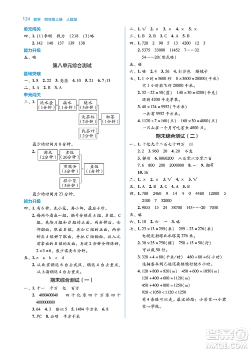 湖南教育出版社2021学法大视野四年级数学上册人教版答案 湖南教育出版社2021学法大视野四年级数学上册人教版答案