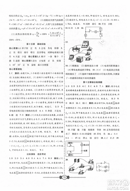 长江少年儿童出版社2021培优好卷金榜名卷单元+期末卷九年级物理人教版参考答案