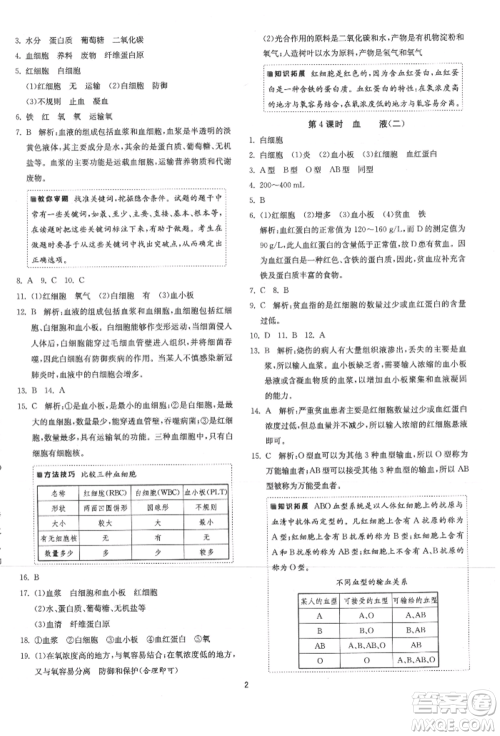 江苏人民出版社2021年1课3练单元达标测试八年级生物上册苏科版参考答案 江苏人民出版社2021年1课3练单元达标测试八年级生物上册苏科版参考答案